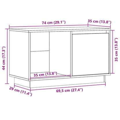 TV-möbel grå massiv trä furu TV-bänk 74x35x44 cm