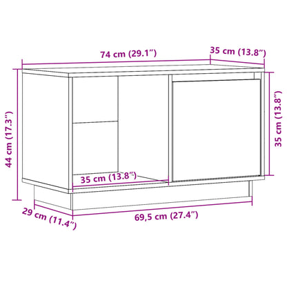 TV-möbel svart massiv trä furu TV-bänk 74x35x44 cm