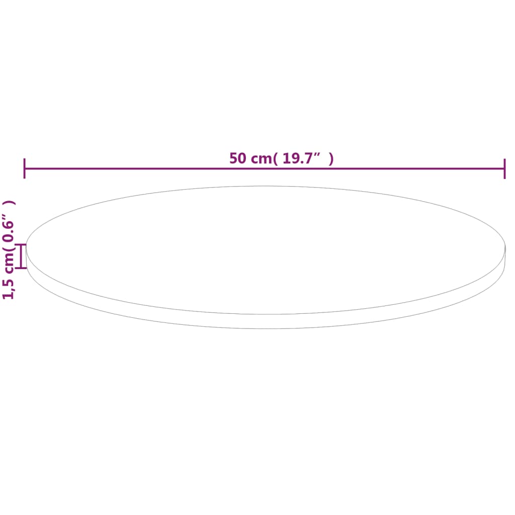 Bordsskiva massiv ek Rund Ø50x1,5 cm obehandlat