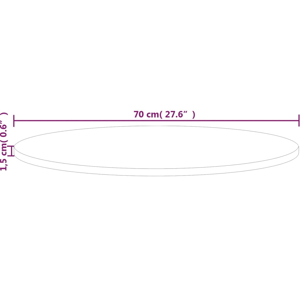 Bordsskiva massiv ek Rund Ø70x1,5 cm obehandlat