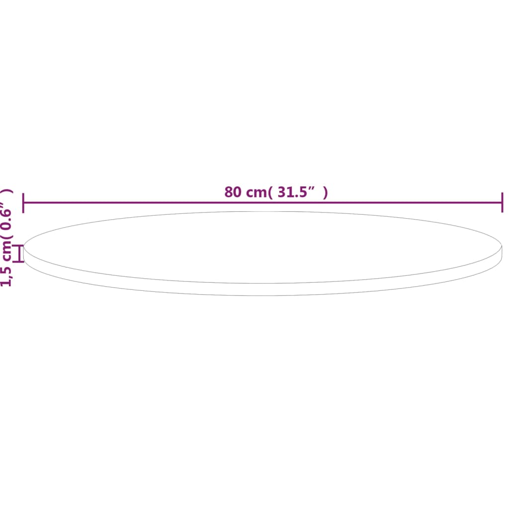 Bordsskiva massiv ek Rund Ø80x1,5 cm obehandlat