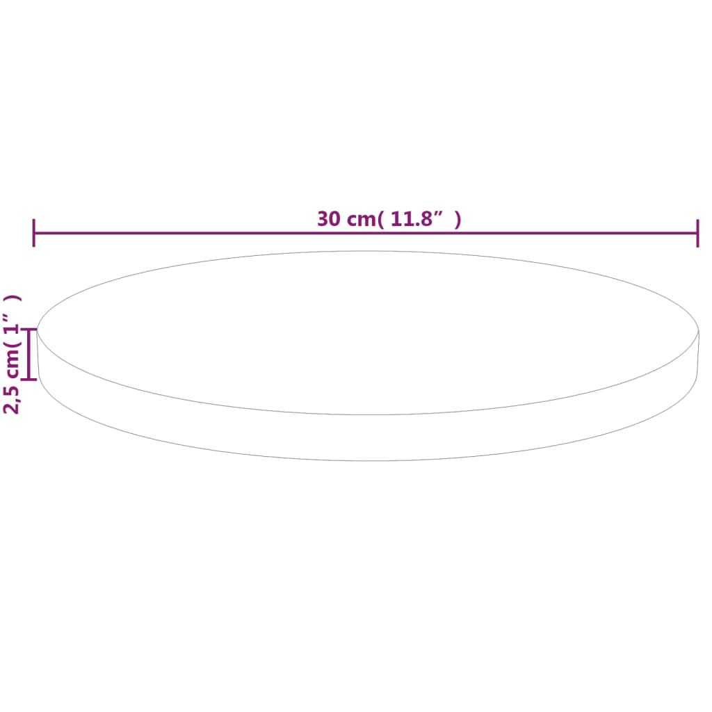 Bordsskiva massiv ek Rund Ø30x2,5 cm obehandlat