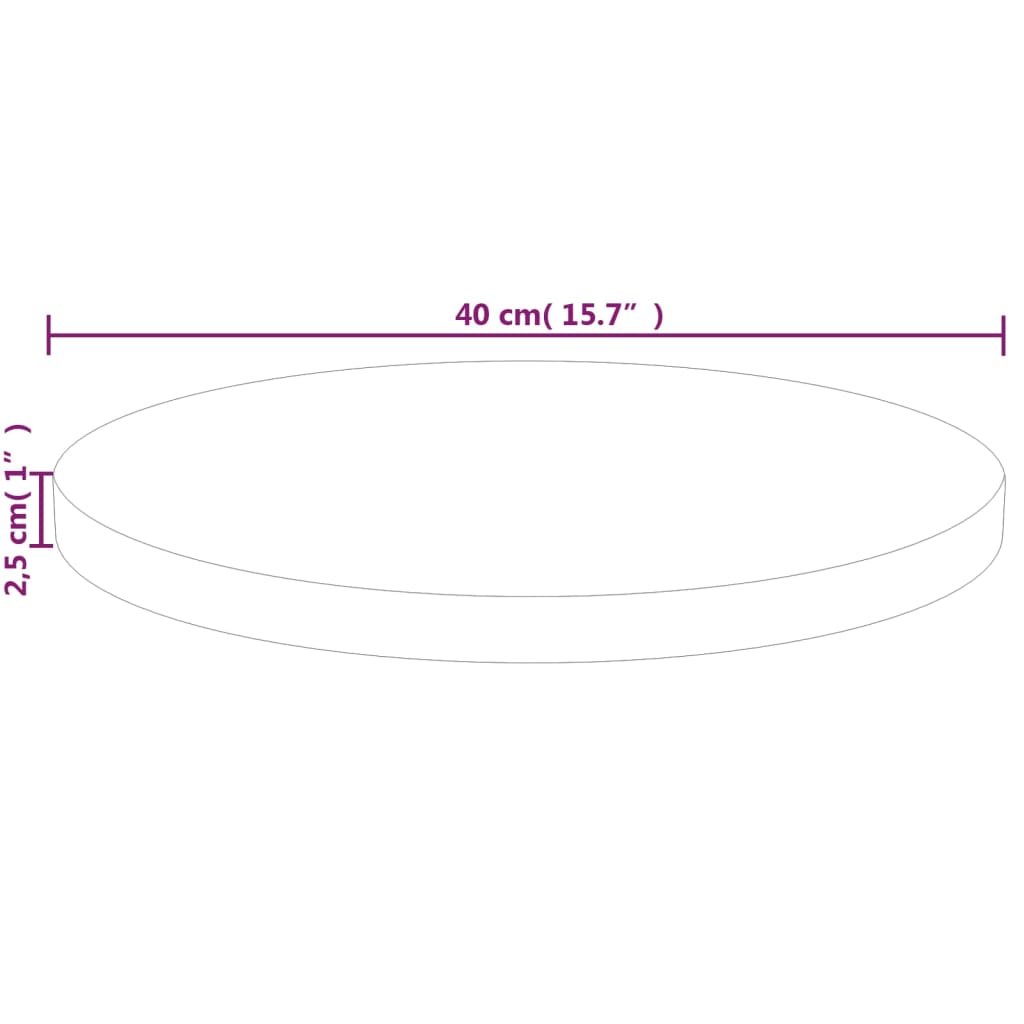 Bordsskiva massiv ek Rund Ø40x2,5 cm obehandlat