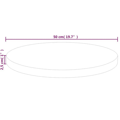 Bordsskiva massiv ek Rund Ø50x2,5 cm obehandlat