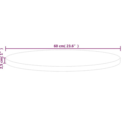 Bordsskiva massiv ek Rund Ø60x2,5 cm obehandlat