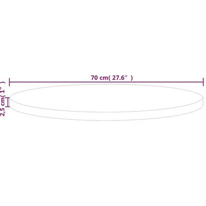 Bordsskiva massiv ek Rund Ø70x2,5 cm obehandlat