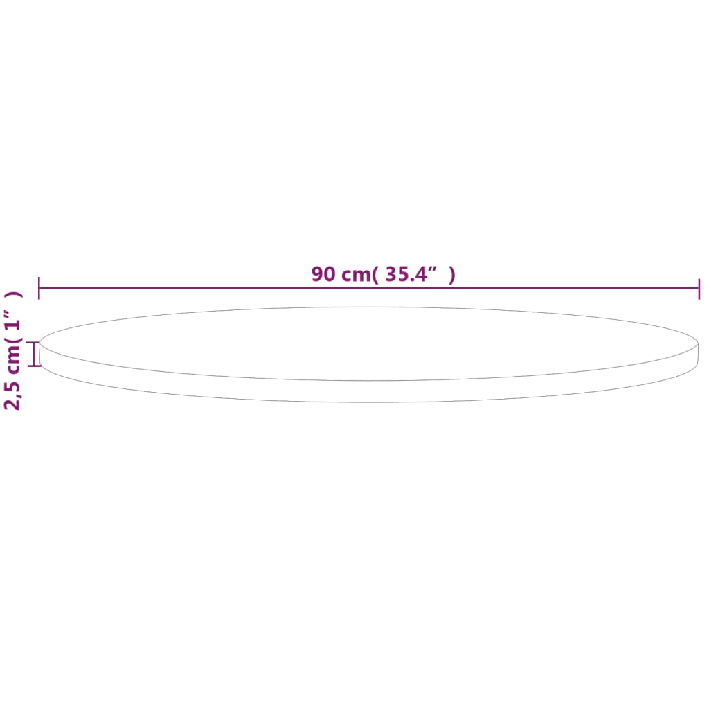 Bordsskiva massiv ek Rund Ø90x2,5 cm obehandlat