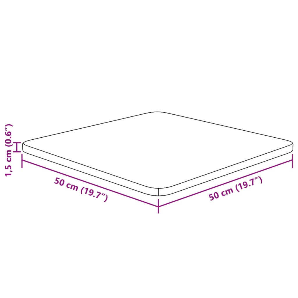 Bordsskiva massiv ek Fyrkantig 50x50x1,5 cm obehandlat