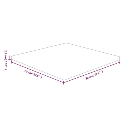 Bordsskiva massiv ek Fyrkantig 70x70x2,5 cm obehandlad