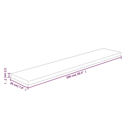 Hyllplan 100x20x2,5 cm obehandlad massiv ek