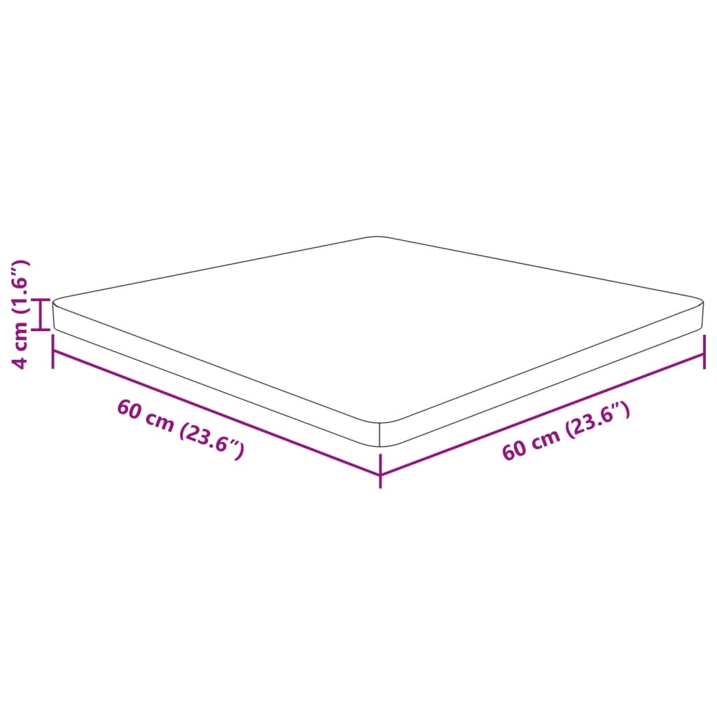 Bordsskiva massiv ek Fyrkantig 60x60x4 cm obehandlad