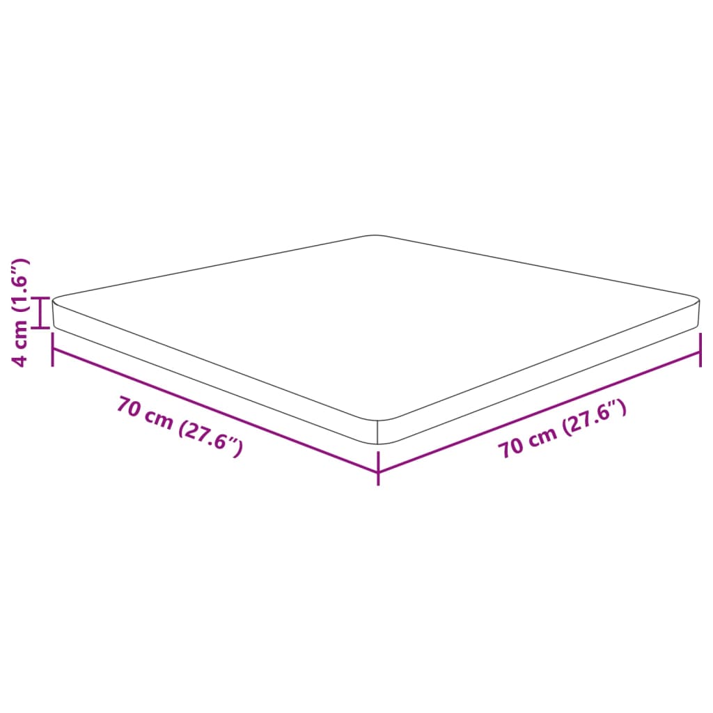 Bordsskiva massiv ek Fyrkantig 70x70x4 cm obehandlad