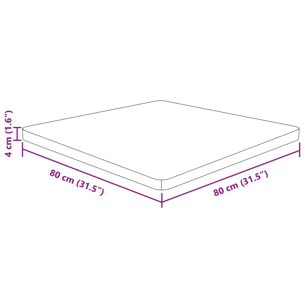 Bordsskiva massiv ek Fyrkantig 80x80x4 cm obehandlad