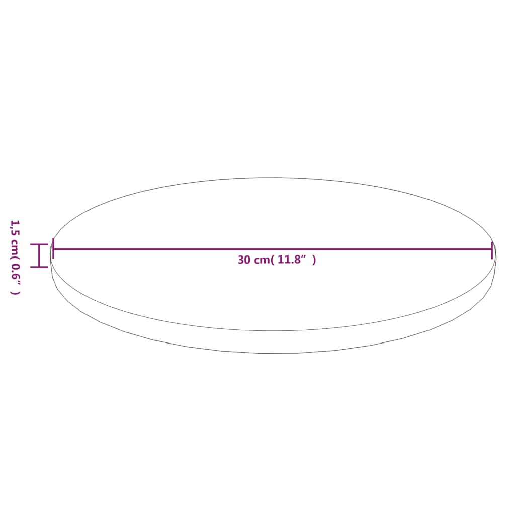 Bordsskiva massiv ek Rund brun Ø30x1,5 cm