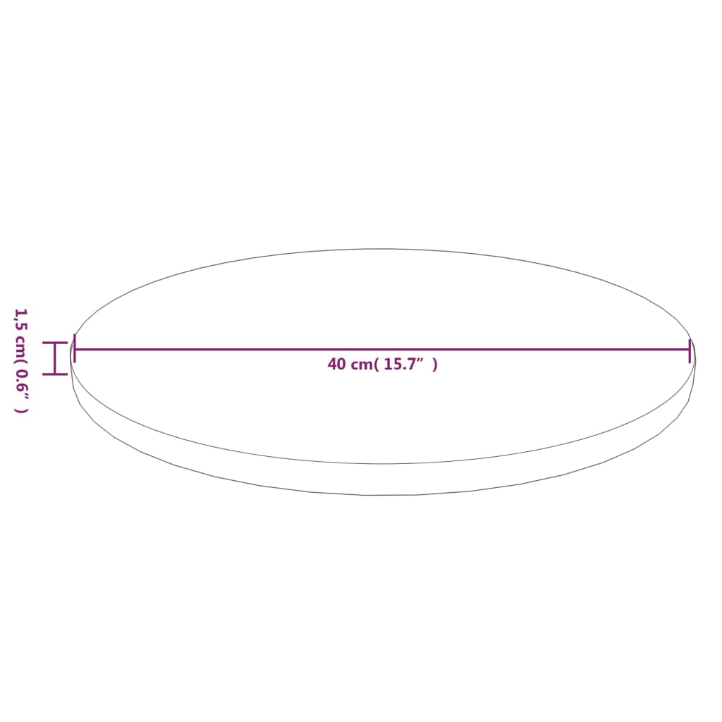 Bordsskiva massiv ek Rund brun Ø40x1,5 cm