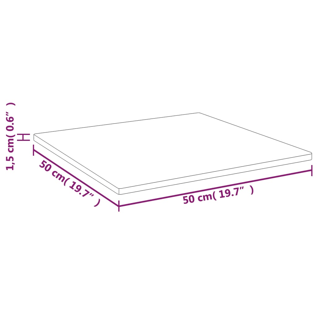 Bordsskiva massiv ek Fyrkantig brun 50x50x1,5cm