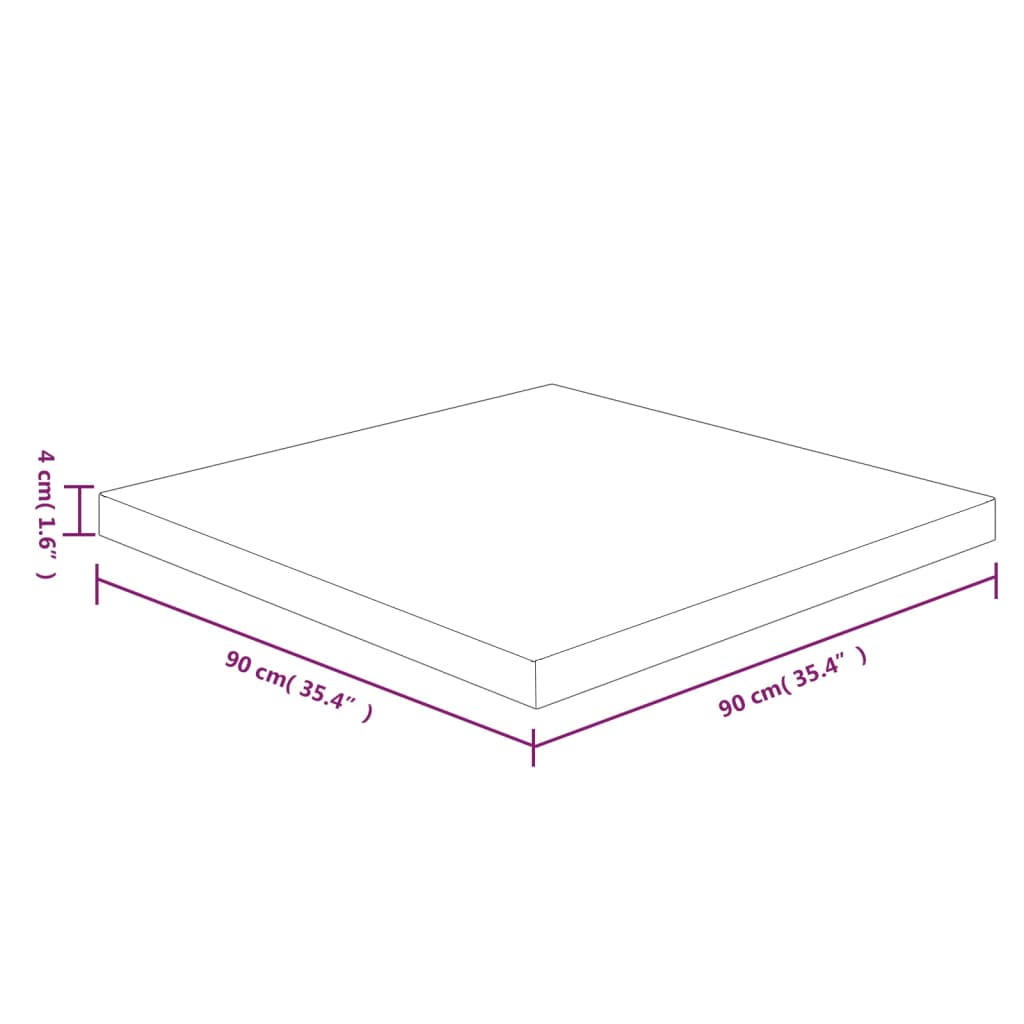 Bordsskiva massiv ek Fyrkantig brun 90 x 90 x 4cm