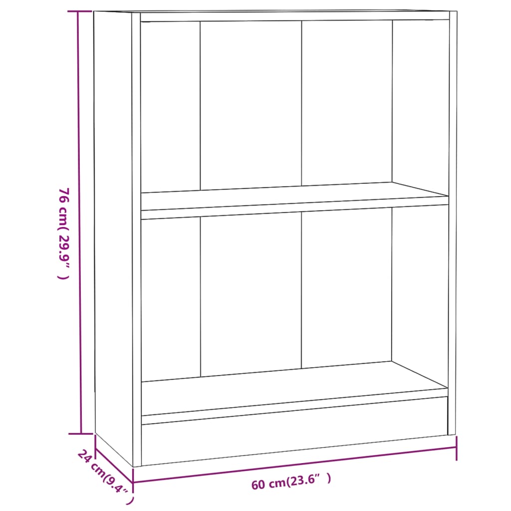 Kirjahylly tammi savunvärinen 60x24x76 cm