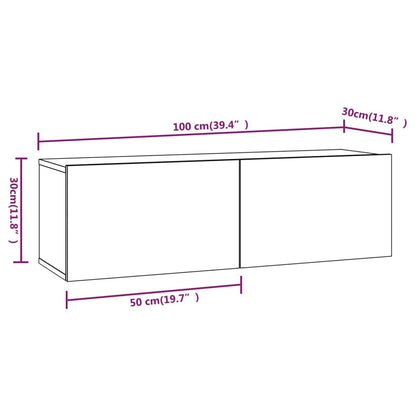 TV-möbel brun ek TV-bänk för vägg 100x30x30 cm