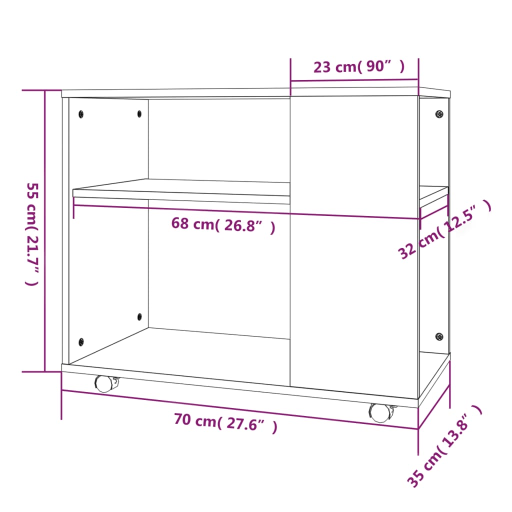 Sidobord brun ek 70x35x55 cm