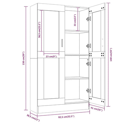 Vitriinikaappi sonoma harmaa 82,5x30,5x150 cm