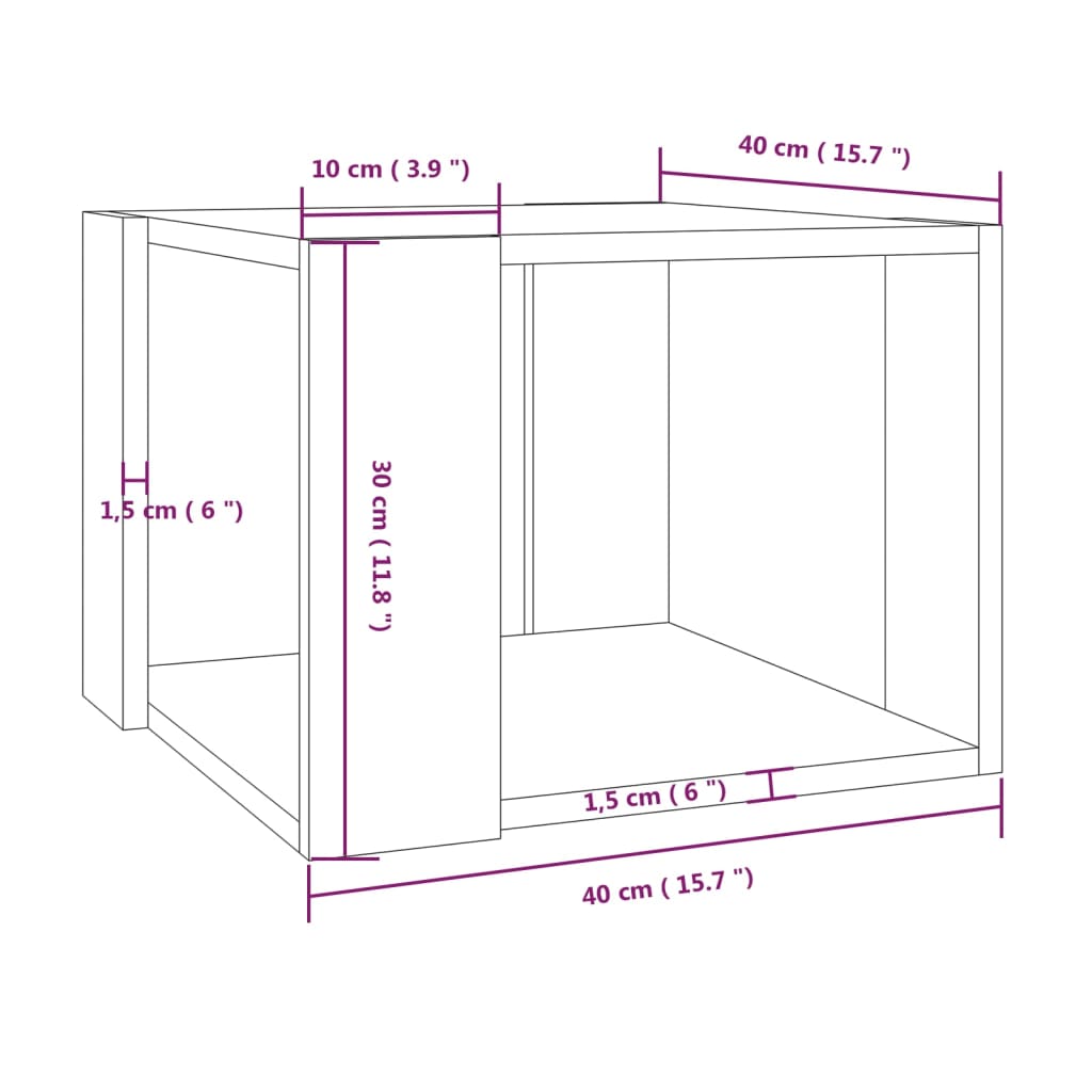 Soffbord rökfärgad ek 40x40x30 cm