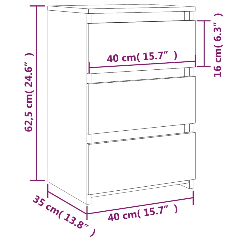 Sängbord 2 st rökfärgad ek 40x35x62,5 cm konstruerat trä