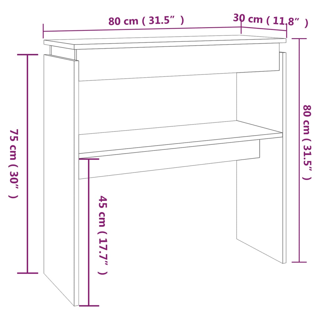 Avlastningsbord konsolbord rökfärgad ek 80x30x80 cm