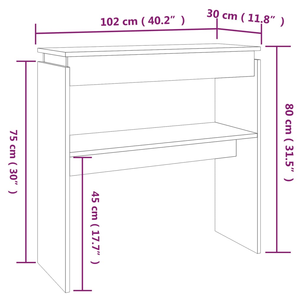 Avlastningsbord konsolbord brun ek 102x30x80 cm