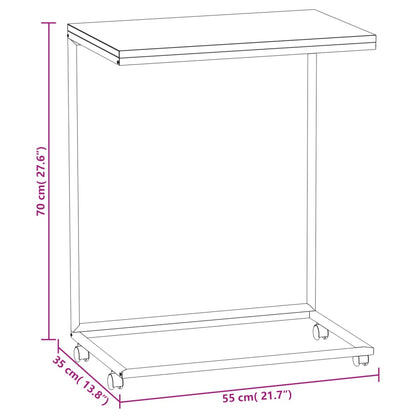 Sidobord vit med hjul 55x35x70 cm