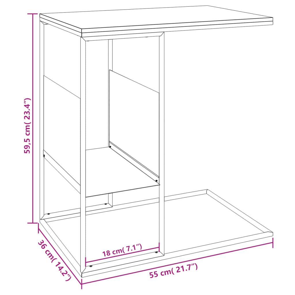 Sidobord svart 55x36x59,5 cm