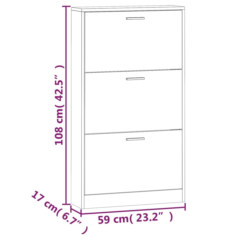 Skoställ Skoskåp ek 59x17x108 cm