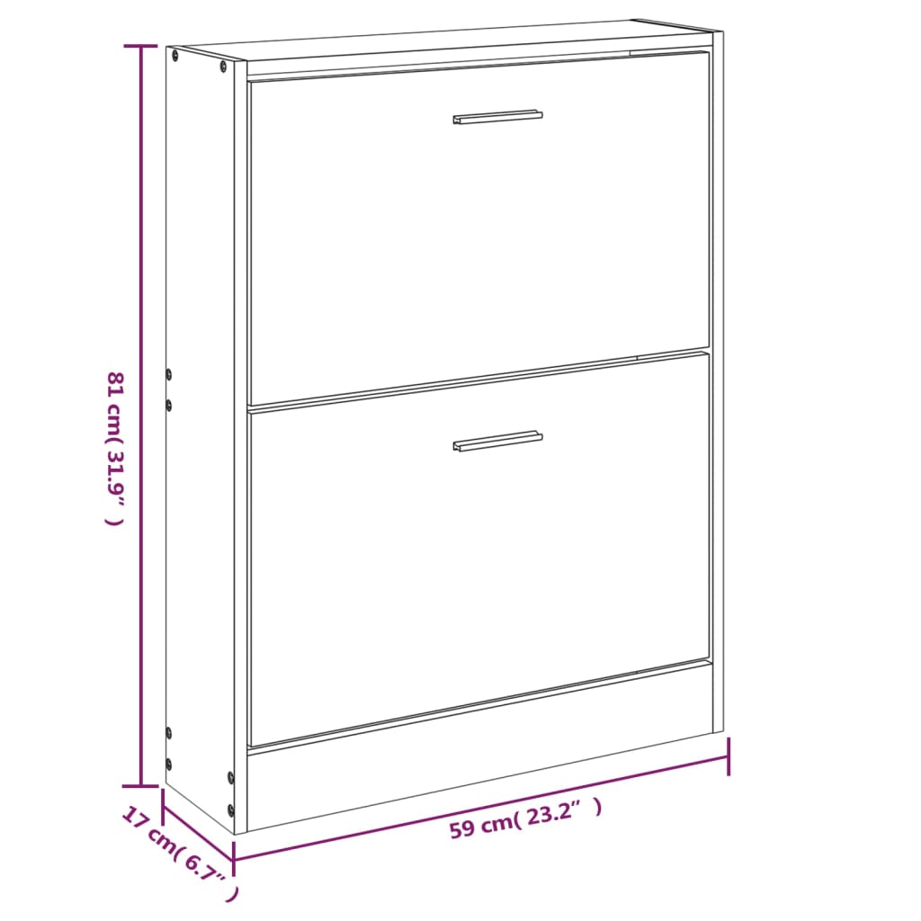 Kenkäteline Kenkäkaappi tammi savunvärinen 59x17x81 cm