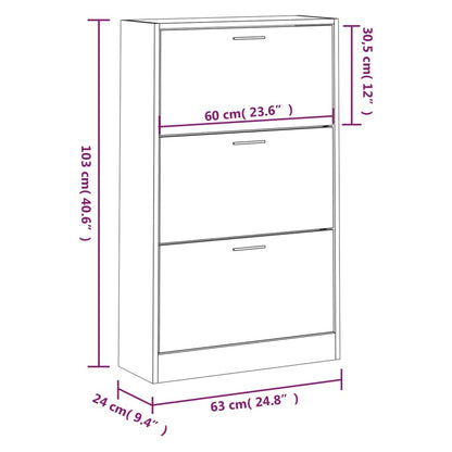 Kenkäteline Kenkäkaappi Kenkähylly sonoma tammi 63x24x103 cm