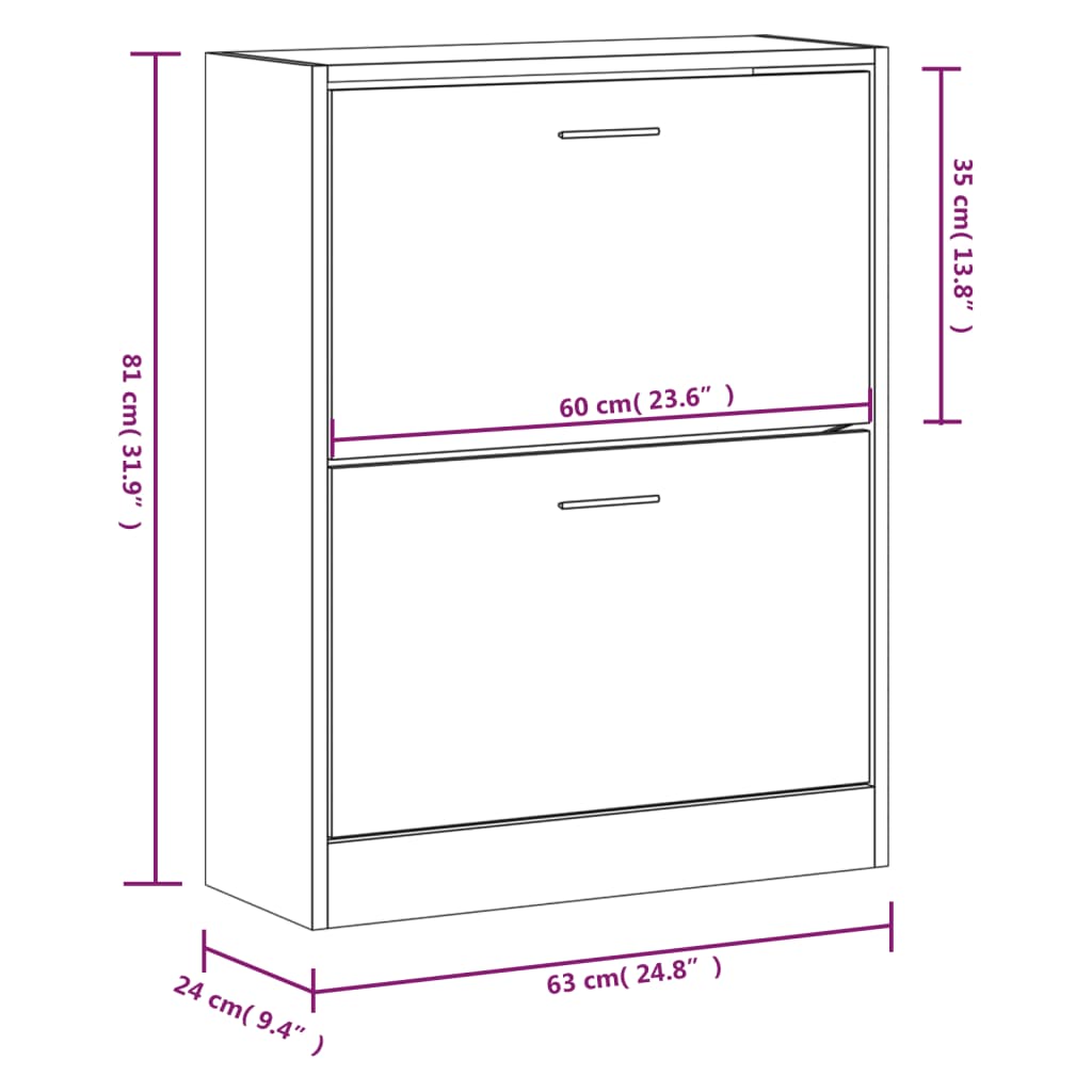 Skoställ Skoskåp svart 63x24x81 cm