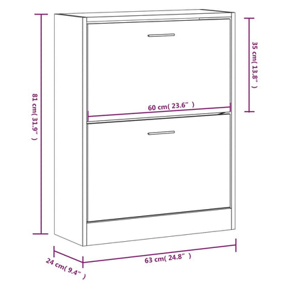 Kenkäteline Kenkäkaappi ruskea tammi 63x24x81 cm