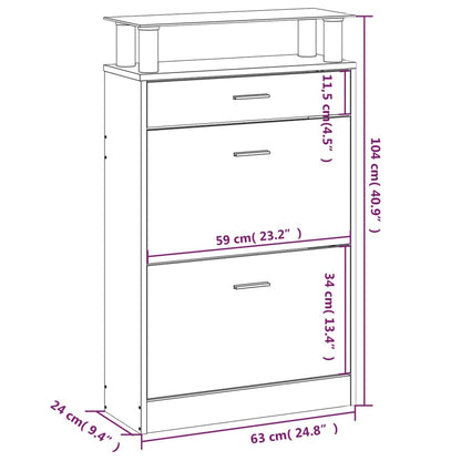 Skoställ Skoskåp svart 63x24x104 cm