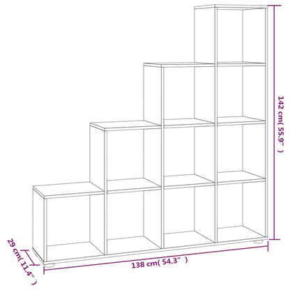 Bokhylla trappformad brun ek 142 cm konstruerat trä