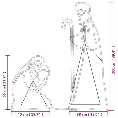 Joulukoristeita ulkona Joosef ja Maria 264 LEDillä 40x55&amp;38x100 cm