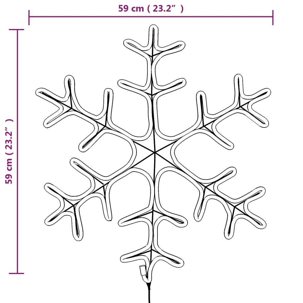 Juldekoration Inomhus Snöflinga ljusslinga med 144 LED varmvit 59x59 cm