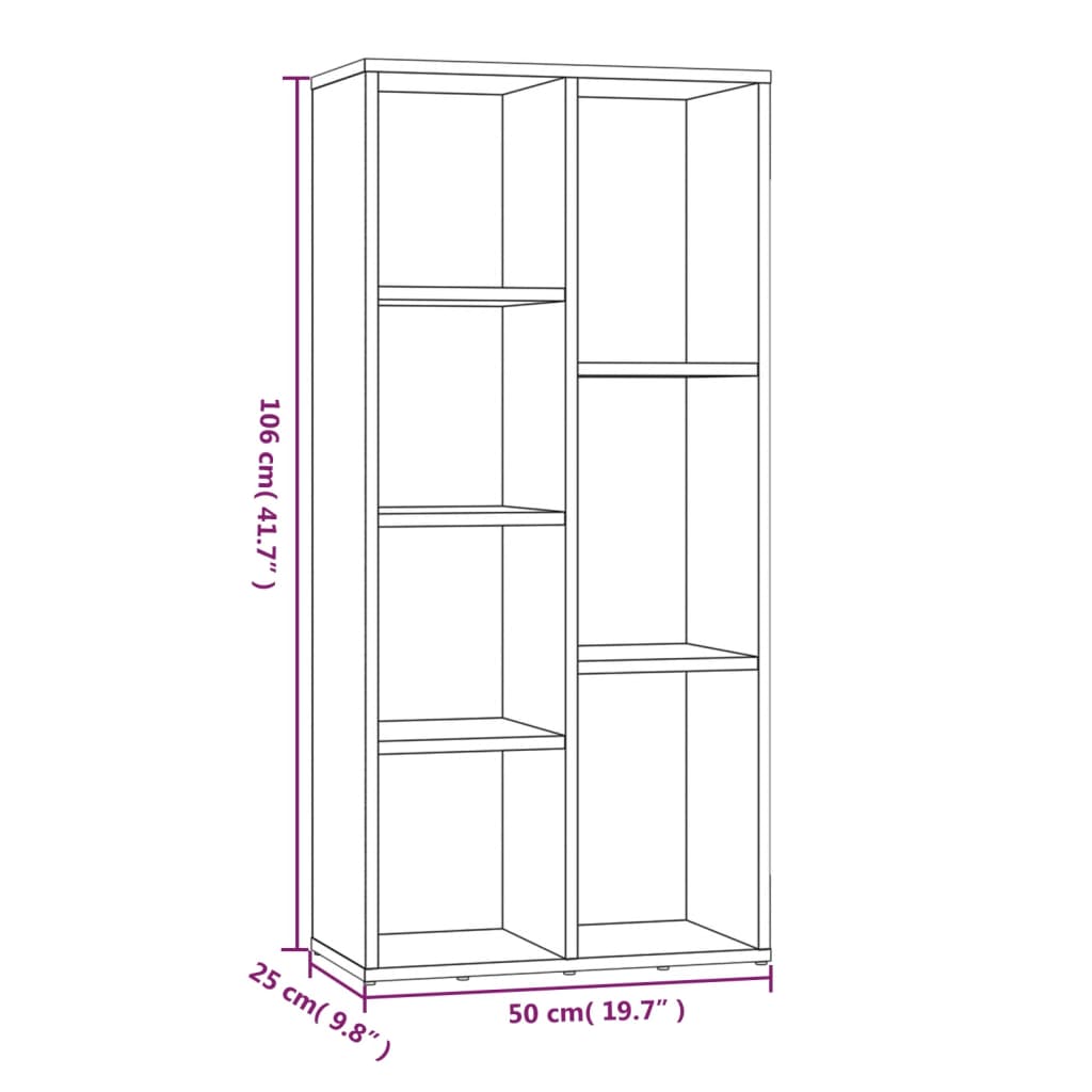 Kirjahylly harmaa sonoma 50x25x106 cm