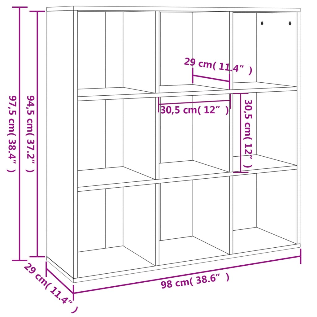 Kirjahylly ruskea tammi 98x29x97,5 cm