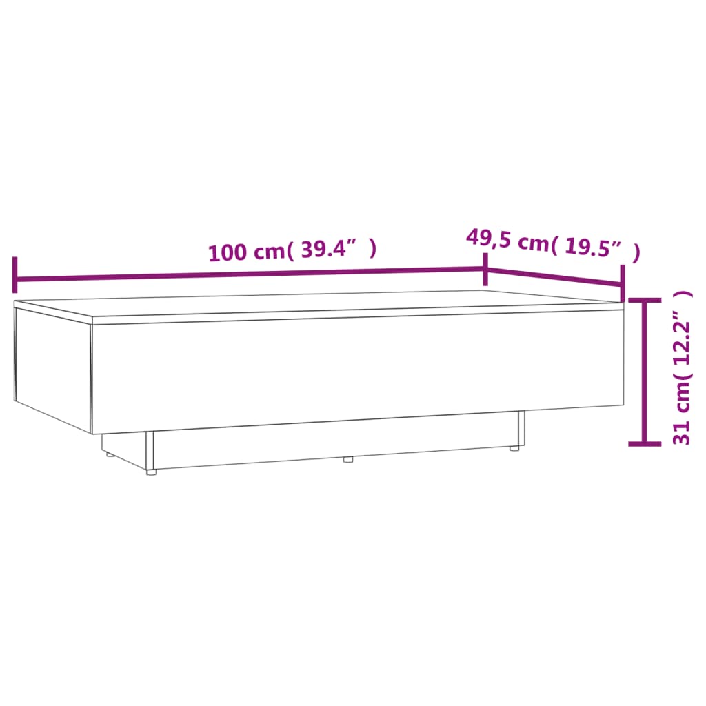 Sohvapöytä tammi savuvärinen 100x49,5x31 cm