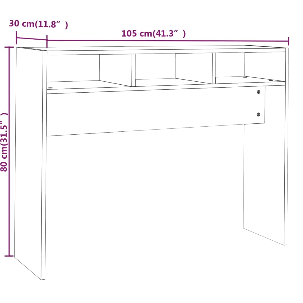 Avlastningsbord konsolbord brun ek 105x30x80 cm