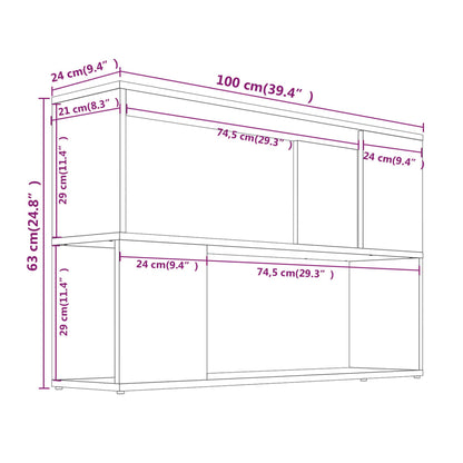 Kirjahylly sonoma harmaa 100x24x63 cm