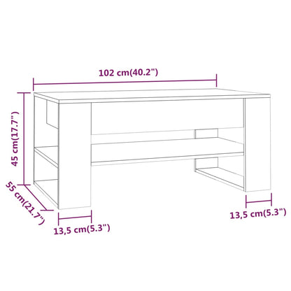 Valkoinen sohvapöytä 102x55x45 cm