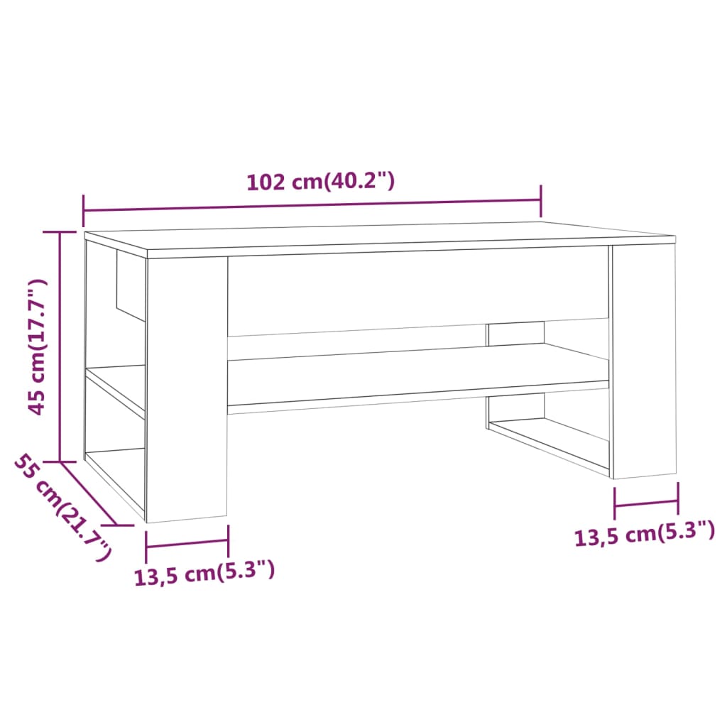 Sohvapöytä musta 102x55x45 cm