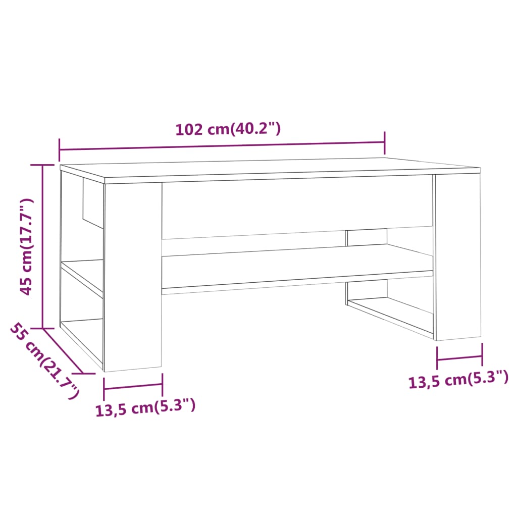 Soffbord sonoma ek 102x55x45 cm