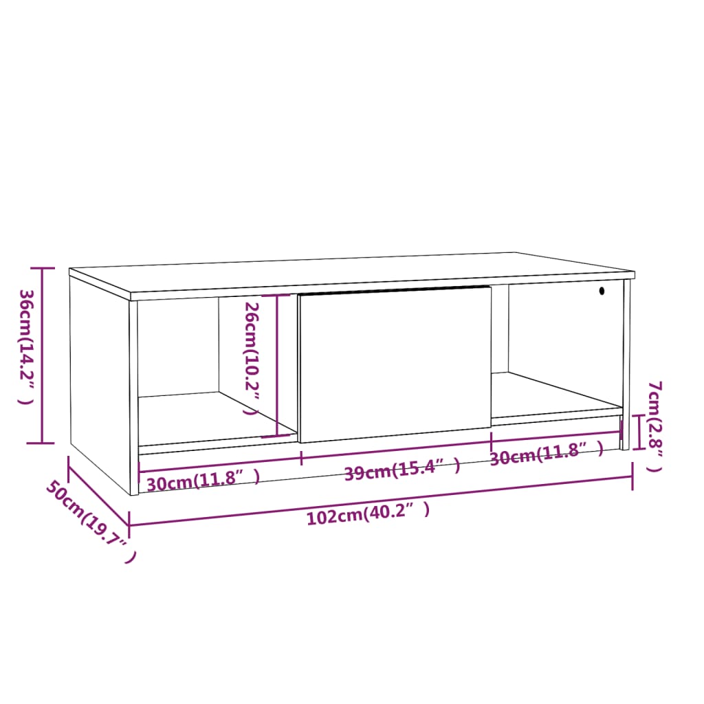 Soffbord sonoma ek 102x50x36 cm