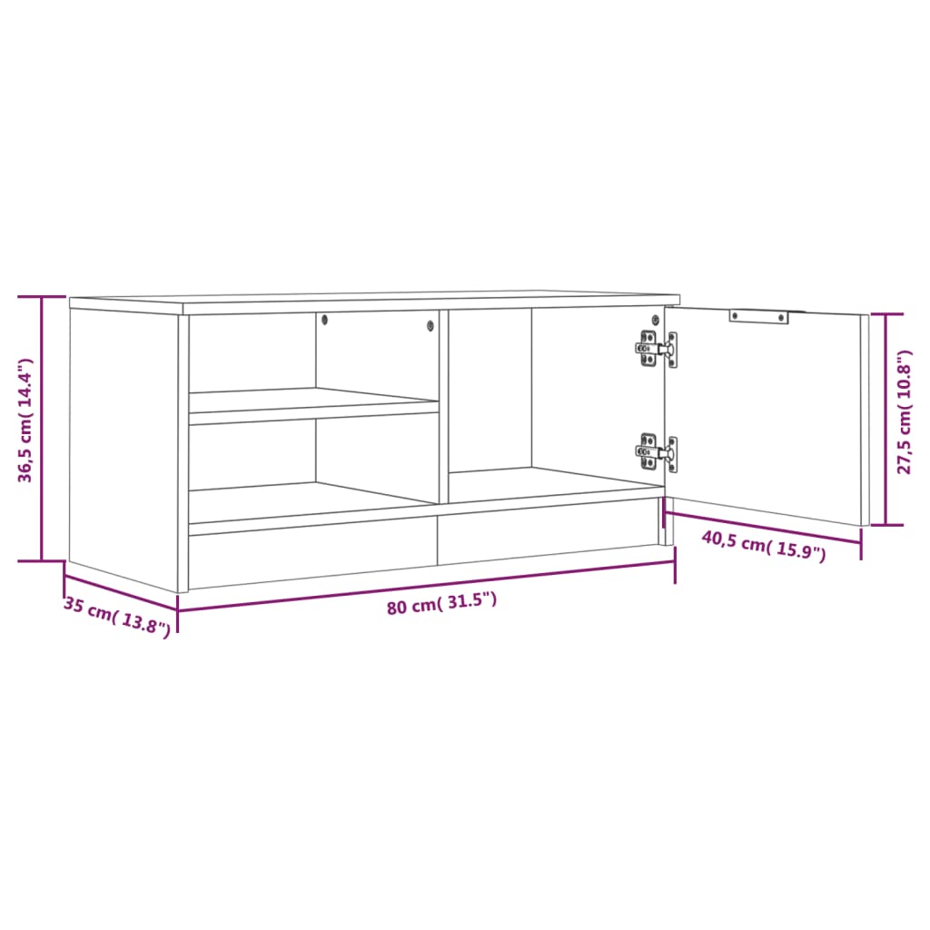 TV-möbel vit TV-bänk 80x35x36,5 cm